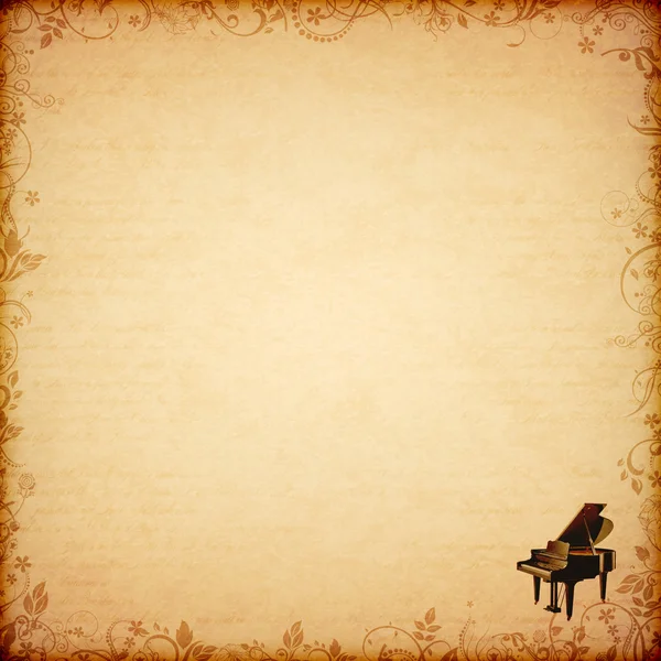 Kwiatowy karty z fortepianem — Zdjęcie stockowe