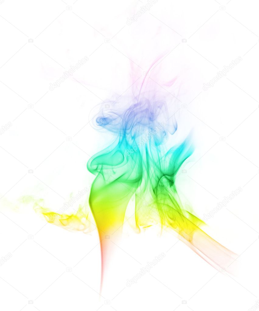 Colored smoke shot on white background
