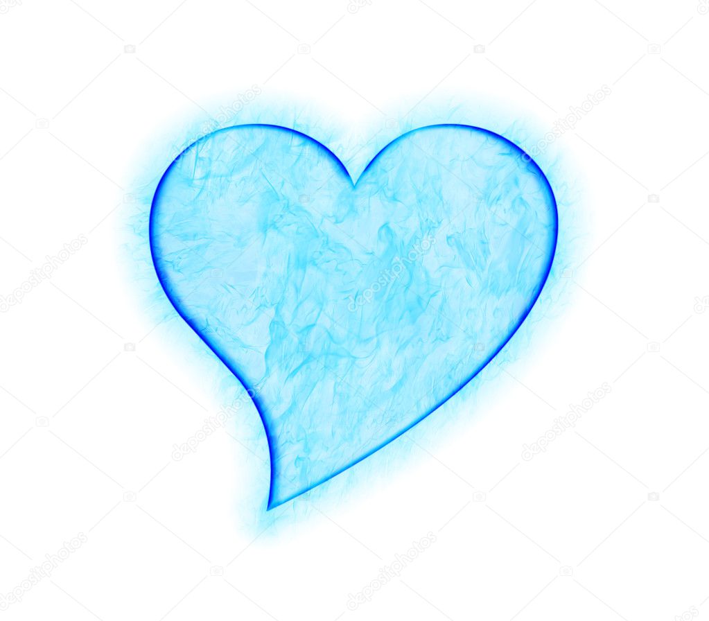 Blue heart symbol isolated on white