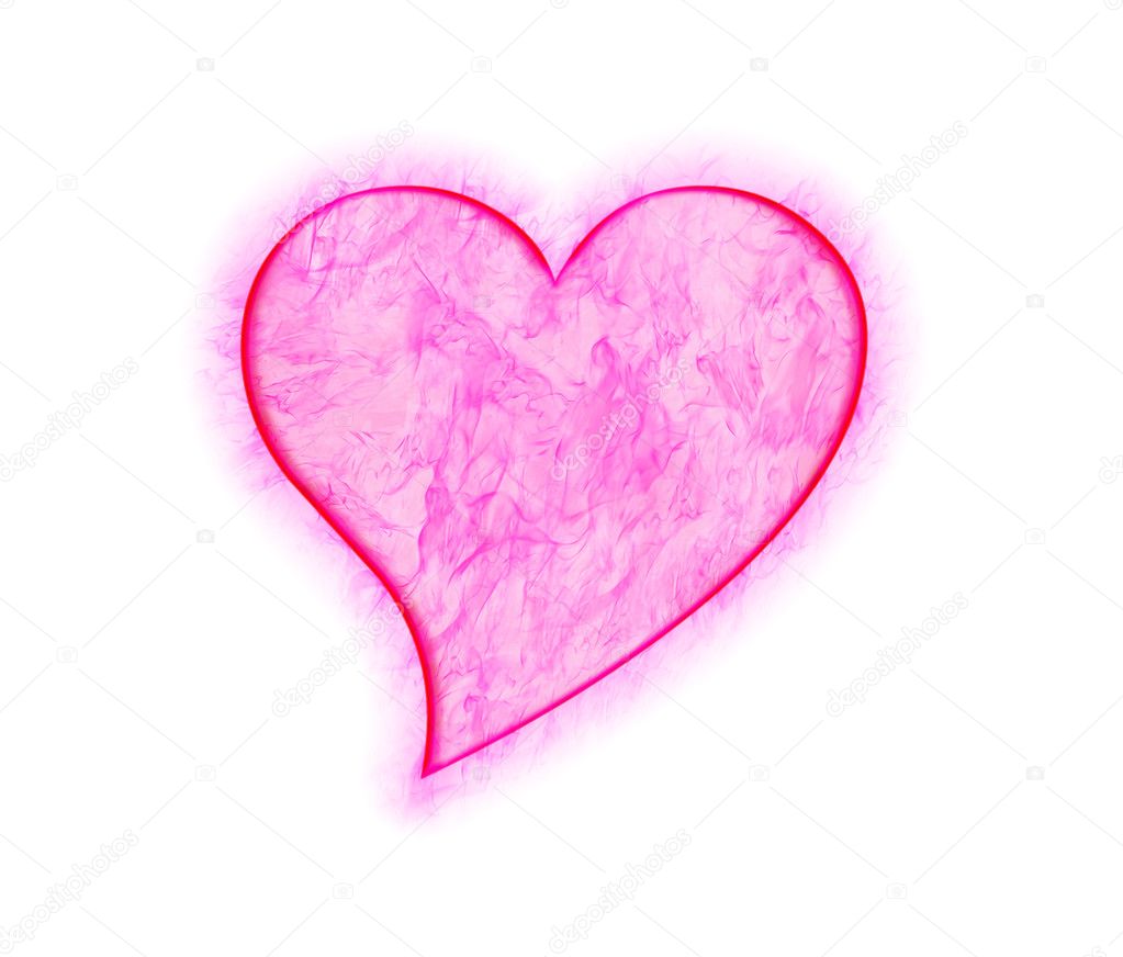Pink heart symbol isolated on white