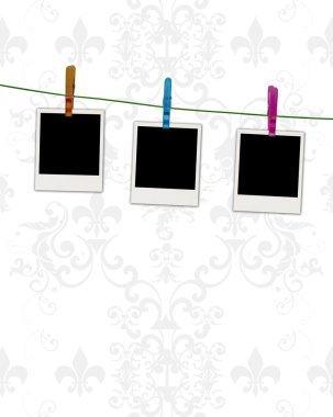 Blank Photos Hanging on Clothes Line clipart