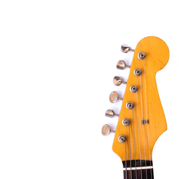 Top of Electric Guitar Isolated on White