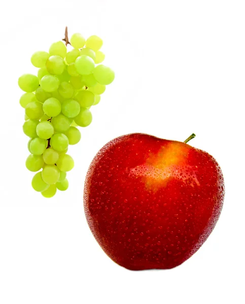 Uvas verdes e maçã vermelha — Fotografia de Stock