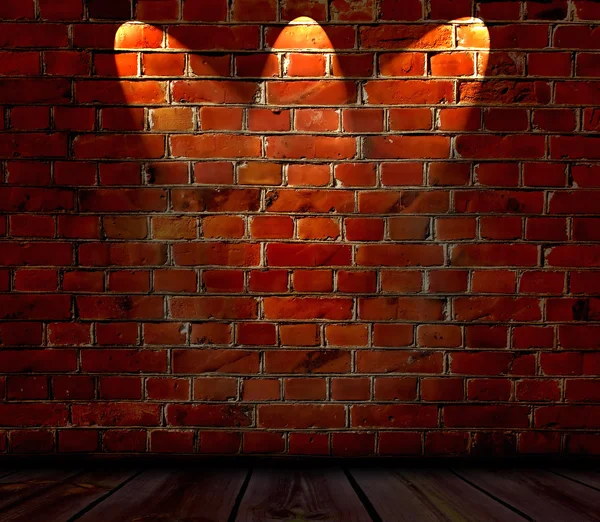 Mur z cegły z reflektorów — Zdjęcie stockowe