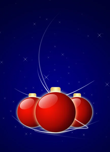 Tre röda julgranskulor — Stockfoto