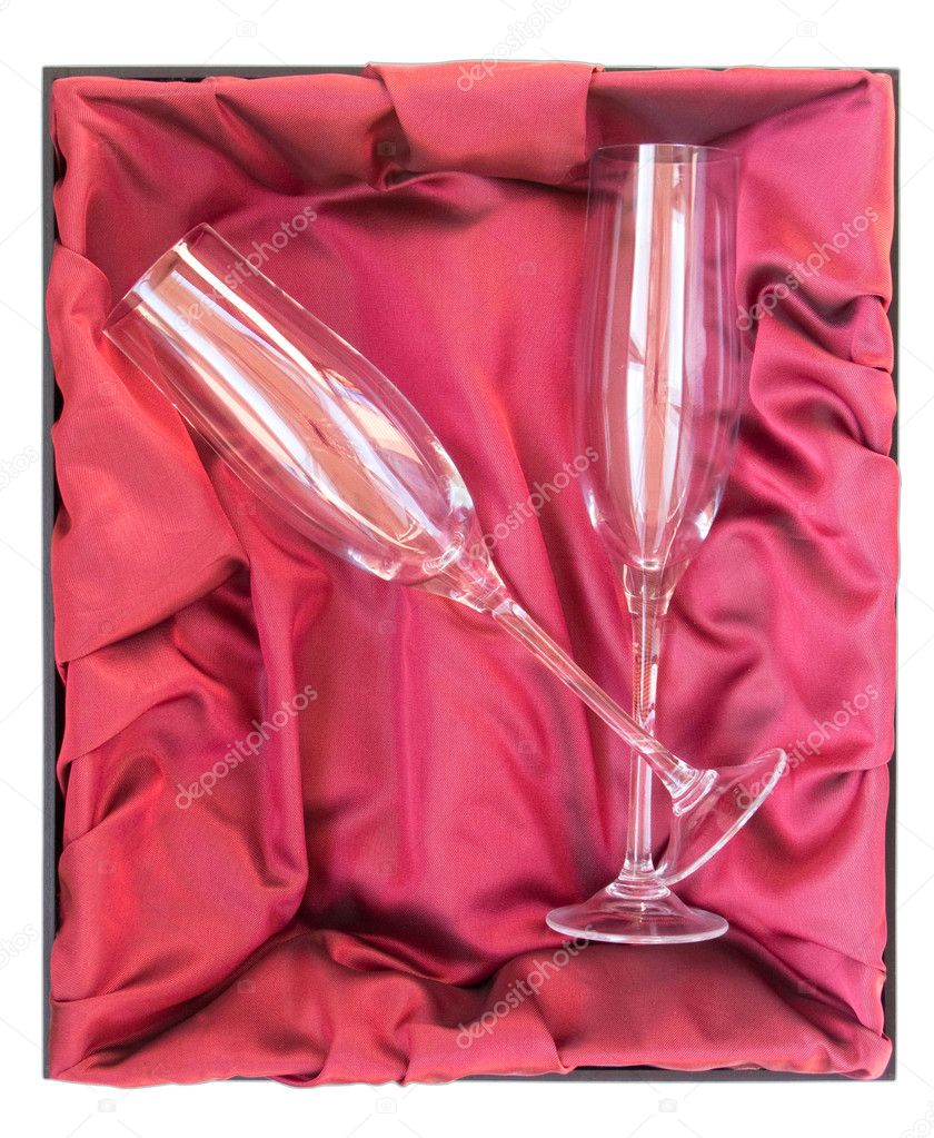 Crystal Champagne Flutes in Fancy Box