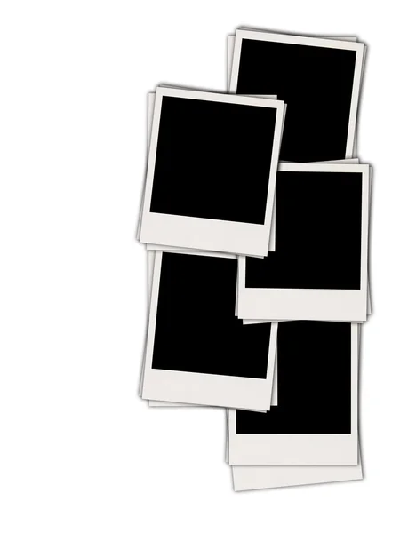 Cinco polaroids en blanco aislados sobre fondo blanco — Foto de Stock