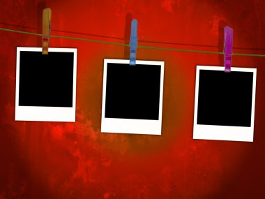 Blank Photos on a Clothes Line clipart