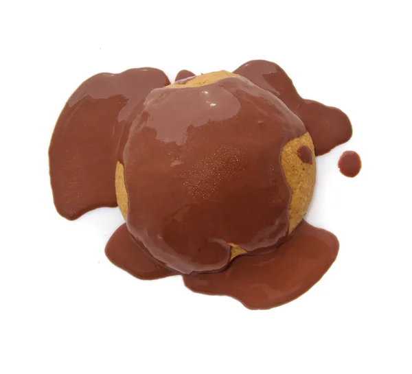 与巧克力糖浆的燕麦饼干 — 图库照片