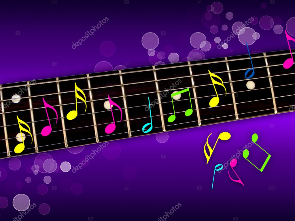 Music notes on guitar neck stock photo by digifuture 1550568