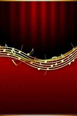 Golden Music Notes on Theatrical Backgro clipart