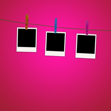 Blank Photos on Clothes Line clipart