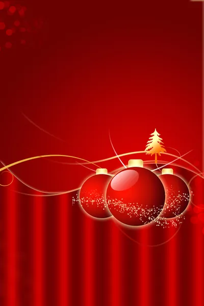 Jul bakgrund med bollar och gyllene julgran — Stockfoto