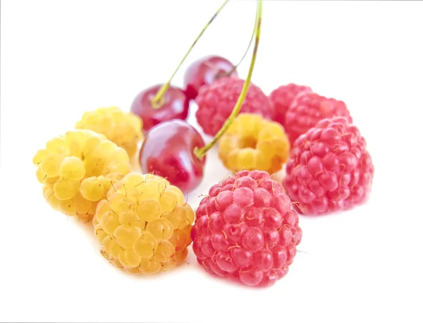 Raspberries and Cherries — Stock Photo, Image