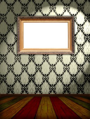 Blank Frame on Vintage Wallpaper clipart