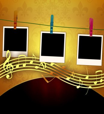 Blank Photos on Musical Background clipart