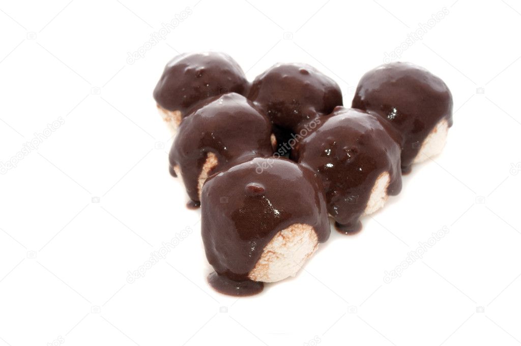 Curd Balls Topped with Chocolate Syrup