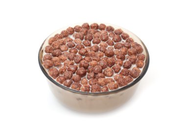 Bowl with Chocolate Balls and Milk clipart