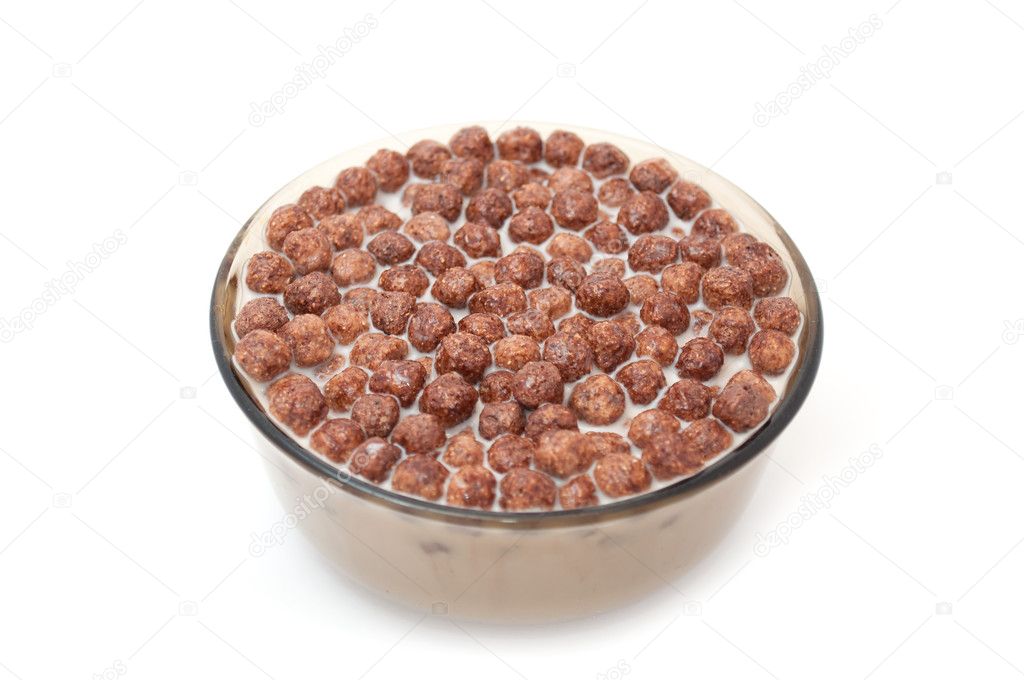 Bowl with Chocolate Balls and Milk
