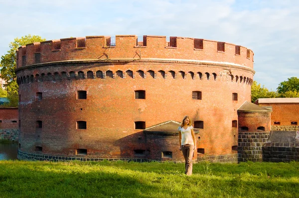 stock image Girl near ancient fort