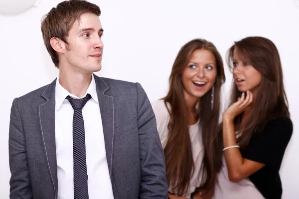 Two girls and one young man — Stock Photo, Image