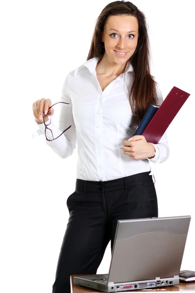 Business woman with a map case — Stock Photo, Image