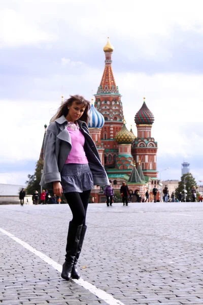Woman next in Red Square — Stock Photo, Image