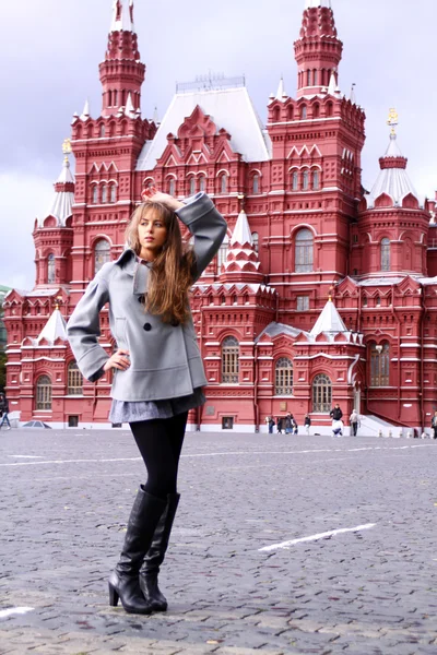 Woman next in Red Square — Stock Photo, Image