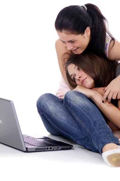 Girls working on a laptop — Stock Photo, Image