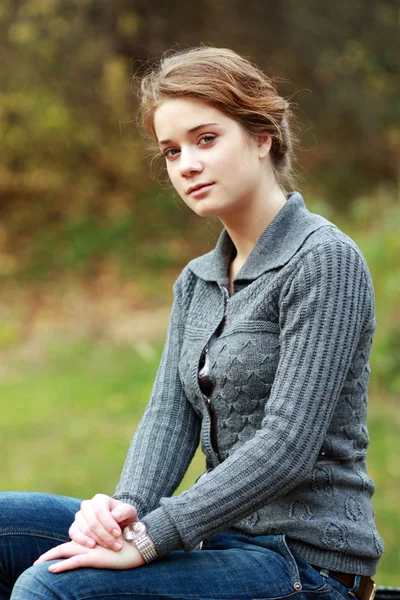 stock image Beautiful womanin autumn park