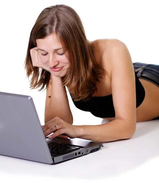 Woman working on a laptop — Stock Photo, Image