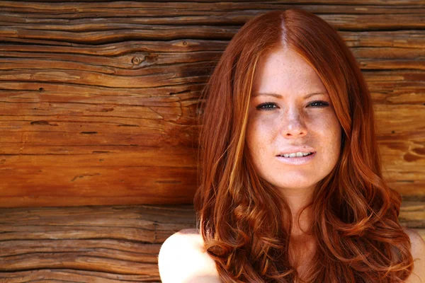 Portrait of the beautiful red-haired girl Stock Photo