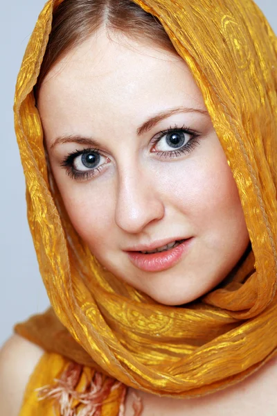 Portrait of the girl in a scarf — Stock Photo, Image