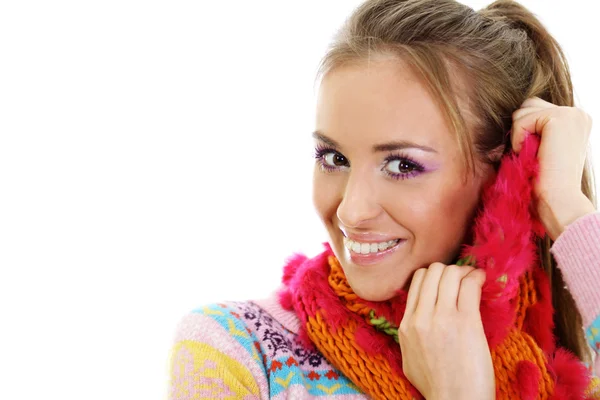 Téli boldog fiatal nő — Stock Fotó