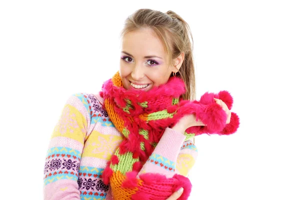 Winter glückliche junge Frau — Stockfoto