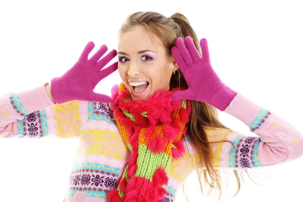 겨울 행복 한 젊은 여자 — 스톡 사진