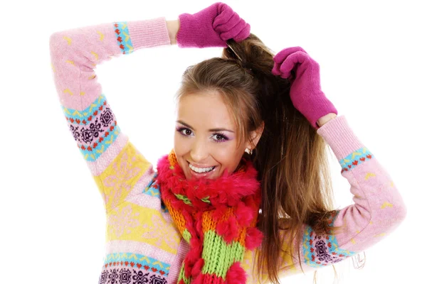 Winter glückliche junge Frau — Stockfoto