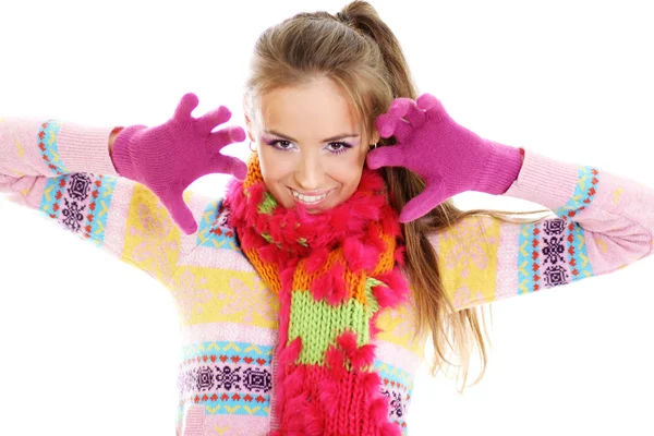 Téli boldog fiatal nő — Stock Fotó