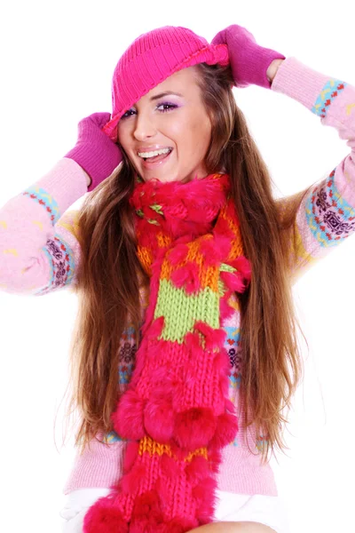 Inverno felice giovane donna — Foto Stock