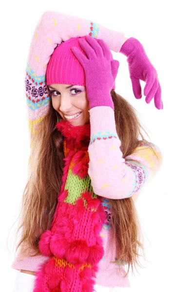 Зимова щаслива молода жінка — стокове фото