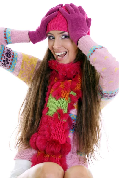 Ευτυχής νεαρή γυναίκα χειμώνα — Φωτογραφία Αρχείου