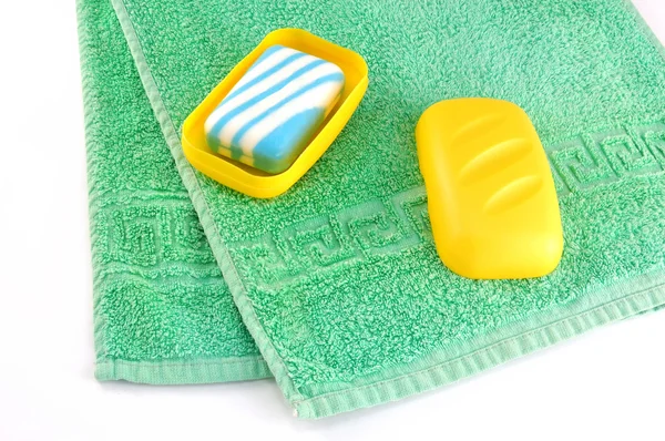 Ręcznik i mydło — Zdjęcie stockowe