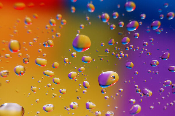 Coloured drops of water
