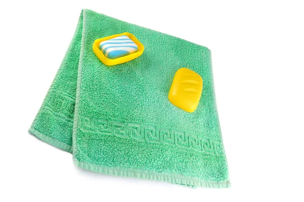 Ręcznik i mydło — Zdjęcie stockowe