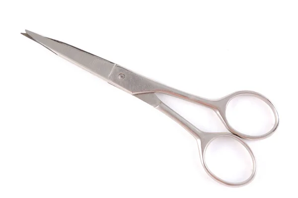 Metallic scissors on a white background — Stock Photo, Image