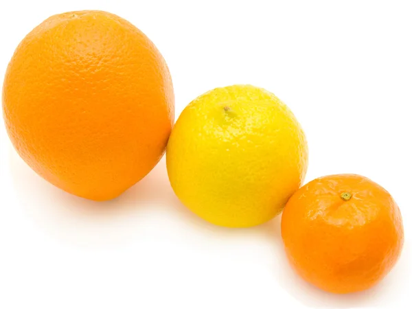 Narancs, mandarin, citrom, — Stock Fotó
