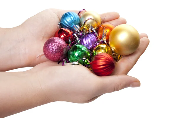 Kéz- és karácsonyi játék díszítése — Stock Fotó