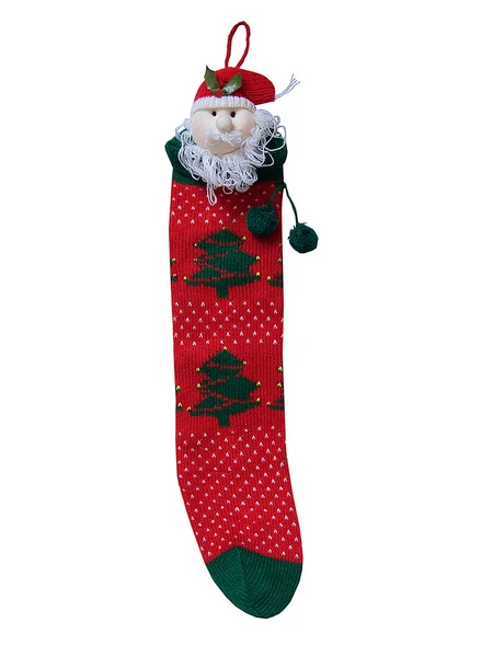 Вязаный носок на новогодние подарки — стоковое фото
