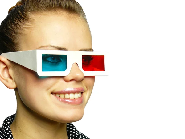 stock image Girl smiles in anaglyph points