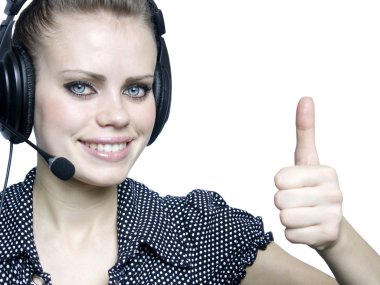 Syoung women with a headset clipart